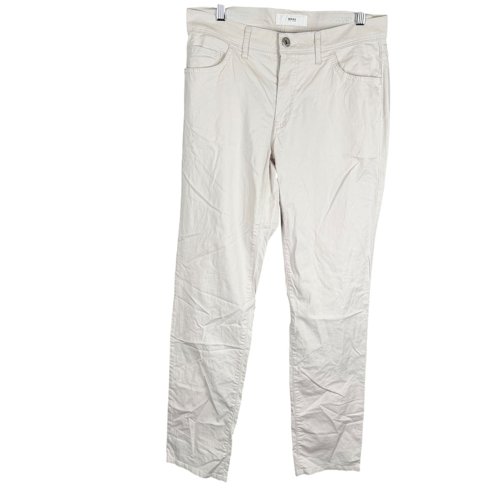 Brax Style Cadiz Ultralight Straight Leg Pants Beige Stone 30/32 Womens